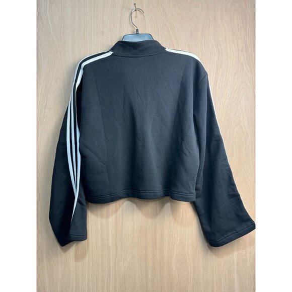 Adidas Womens Black 3-Stripes Loose Fit Cropped Sweatshirt L - Picture 10 of 10